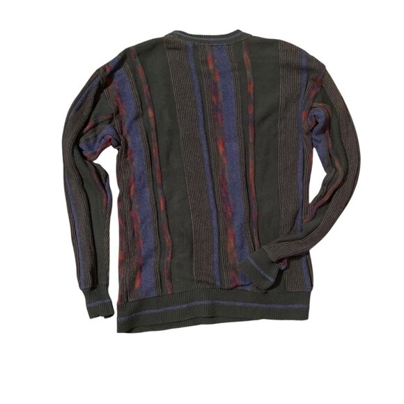 VTG Y2K Alexander Julian Men's Sweater Coogi-Style Striped 3-D Crewneck Sz M BIG - Picture 4 of 16